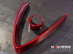 Alfa Romeo Giulia Front V Shield Grill Frame + Emblem Frame Kit - Carbon Fiber - Red Candy - Non-Quadrifoglio Model Alfa Romeo Giulia Front V Shield Grill Frame + Emblem Frame Kit - Carbon Fiber - Red Candy - Non-Quadrifoglio Model